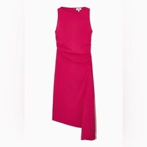Cos ASYMMETRIC GATHERED MIDI DRESS pink XS